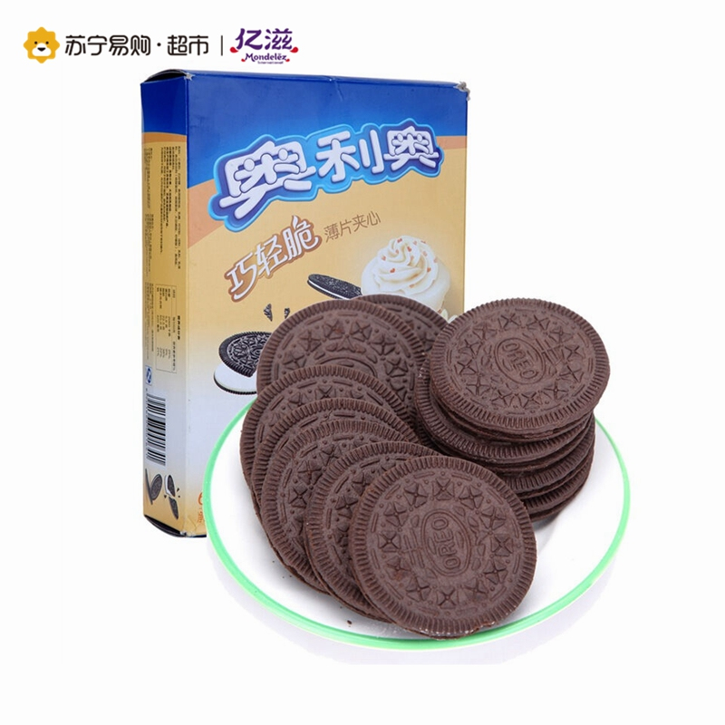 奥利奥 巧轻脆薄片夹心饼干(柔滑香草慕斯味)312g/盒(家庭装)