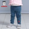 巴布豆(BOBDOG)童装2014春款儿童针织牛仔裤女童长裤韩版休闲宝宝牛仔裤子 婴幼儿甜美针织牛仔裤