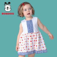 巴布豆(BOBDOG)纯棉婴幼儿针织连衣裙 2014夏装新款女童针织连衣裙宝宝纯棉裙子儿童韩版裙子