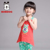 足球系列BOBDOG巴布豆2014夏装上新 女童宝宝吊带衫七分裤两件套 婴幼儿宝贝儿童时尚运动童装