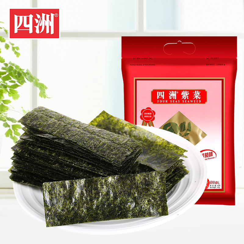 四洲 紫菜即食海苔50束番茄 40g 休闲零食