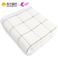 三利 纯棉素色格子毛巾 象牙色