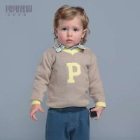 贝贝王国(PEPEVEGA) 2014新款男宝宝线衫 秋款宝宝套头衫 男宝宝V领套头衫