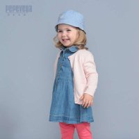贝贝王国(PEPEVEGA)可爱时尚彼得潘领公主牛仔裙 2014新款秋装牛仔裙女宝宝时尚水洗牛仔裙子