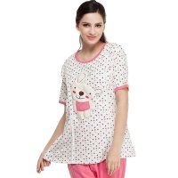 诺宜短袖孕产妇哺乳家居服 纯棉印花哺乳装喂奶衣套装 36013