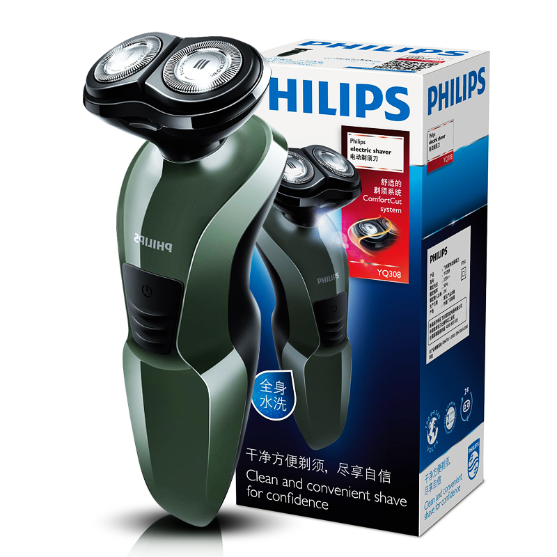 飞利浦(Philips) 电动剃须刀YQ308双刀头刮胡须刀 全身水洗
