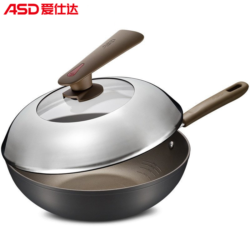 爱仕达（ASD) 30cm新不粘少油烟炒菜锅 家用燃气电磁炉明火通用 HW8330E