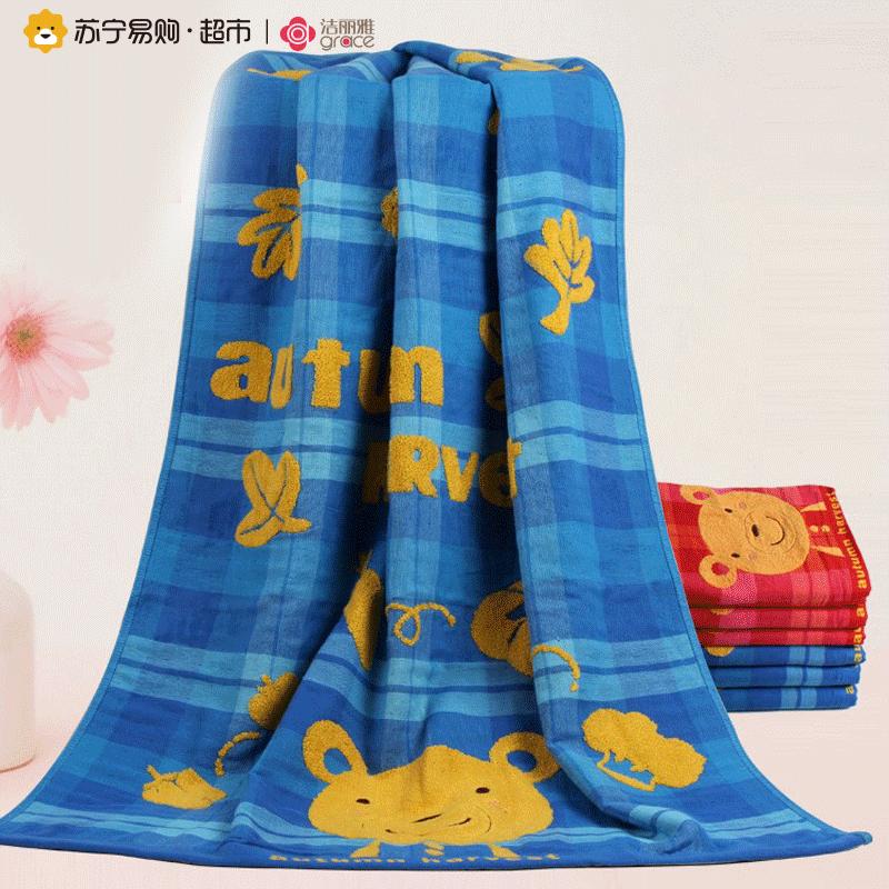 洁丽雅(grace)浴巾家纺纯棉小熊图案双层棉纱柔软浴巾380g 140*70cm