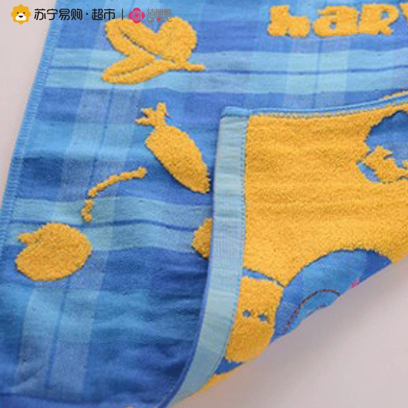 洁丽雅(grace)浴巾家纺纯棉小熊图案双层棉纱柔软浴巾380g 140*70cm