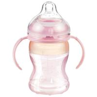 爱乐宝 180ML宽口双手柄硅胶新型奶瓶NP121（颜色随机）