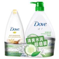多芬清透水润沐浴乳1000ml+乳木果和香草300ml
