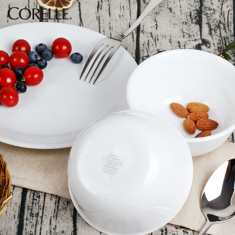 康宁(CORELLE)餐具套装16-N 美国原装进口碗/碟子/盘子餐盘套装 36件套餐具 白色