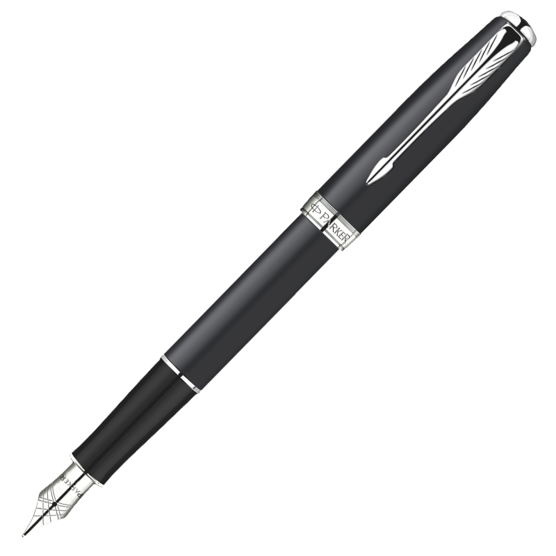 PARKER/派克 卓尔磨砂黒杆白夹墨水笔 钢笔