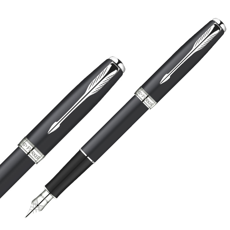 PARKER/派克 卓尔磨砂黒杆白夹墨水笔 钢笔