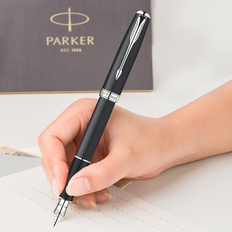 PARKER/派克 卓尔磨砂黒杆白夹墨水笔 钢笔