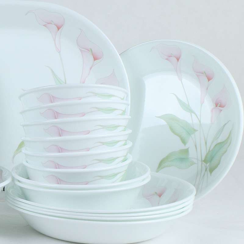 康宁餐具套装20件套(进口玻璃陶瓷餐具)百合花色20-LV