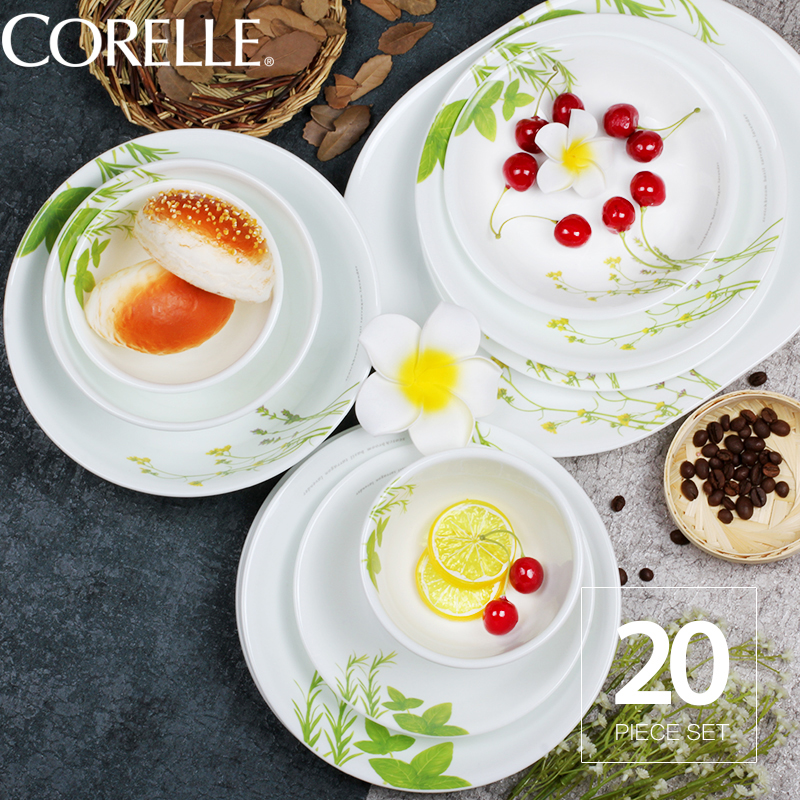 康宁餐具套装20件套(进口玻璃陶瓷餐具)欧洲香草花色20-EH