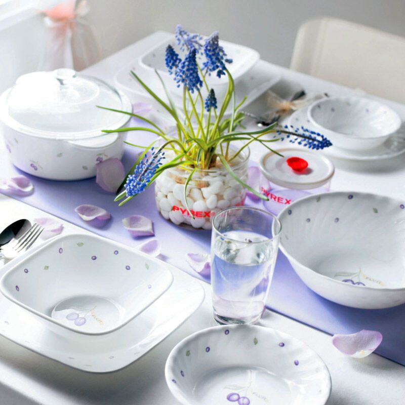 康宁餐具套装20件套(进口玻璃陶瓷餐具)紫莓花色20-PU