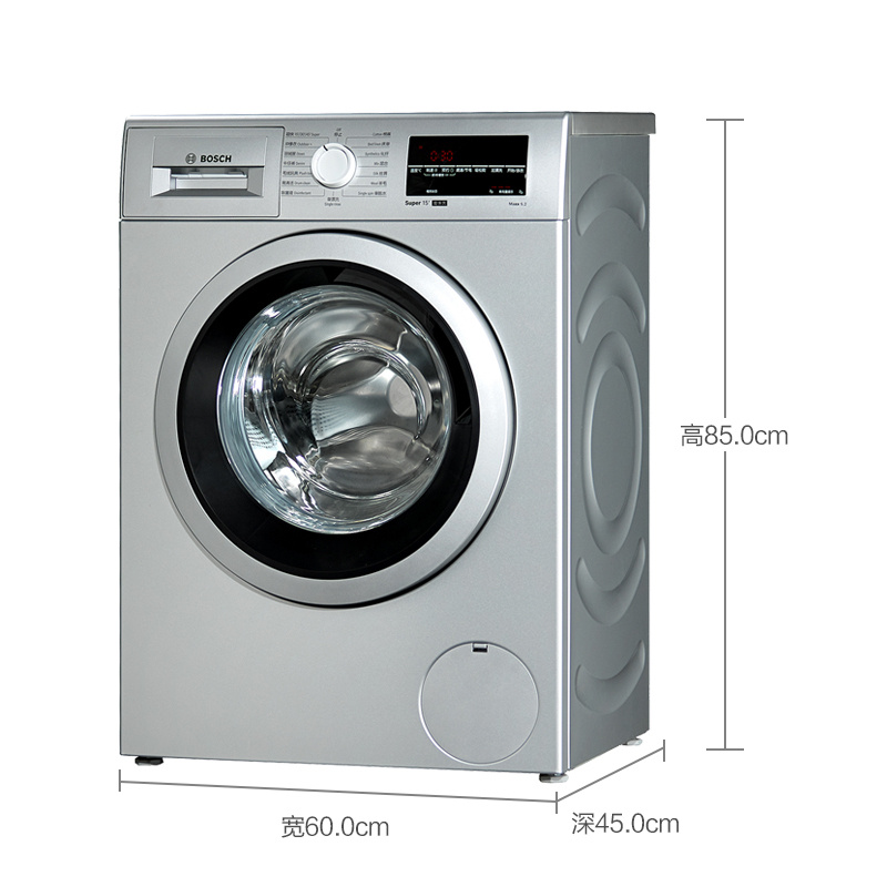 博世(BOSCH) XQG62-WLK242681W 6.2公斤 变频 除菌 中途添衣 LED显示 滚筒洗衣机(银色)