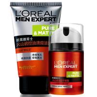 欧莱雅(LOREAL)男士火山岩抗痘护肤套装(控油清痘洁面膏100ml+清痘平衡露50ml)