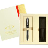 派克(PARKER)都市乌木黑格子纹墨水笔钢笔皮套礼盒套装