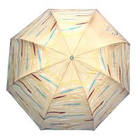 天堂伞 彩纹斑马黑胶丝印防紫外线三折全钢蘑菇钢晴雨伞 米黄 33012E