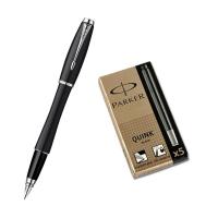 派克(PARKER) 都市磨砂黑杆白夹钢笔墨水芯礼盒套装