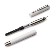 派克PARKER 钢笔 威雅白色胶杆墨水笔 学生办公用品书写金属不锈钢F笔尖0.5mm 可吸墨可替换墨囊