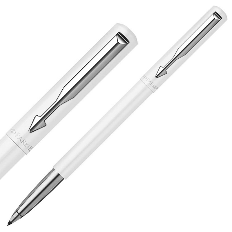 派克PARKER 签字笔 威雅白色胶杆宝珠笔 学生办公通用日常书写拔帽式佩戴0.7mm黑色水性宝珠笔芯