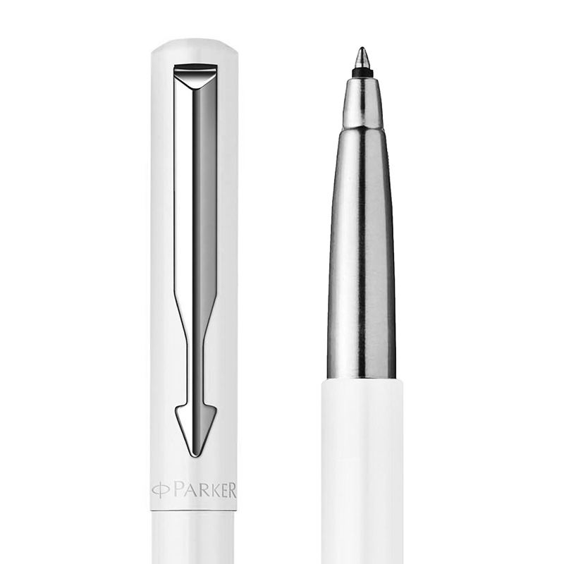 派克PARKER 签字笔 威雅白色胶杆宝珠笔 学生办公通用日常书写拔帽式佩戴0.7mm黑色水性宝珠笔芯