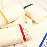 吉萱 纯棉素色缎档辫花毛巾