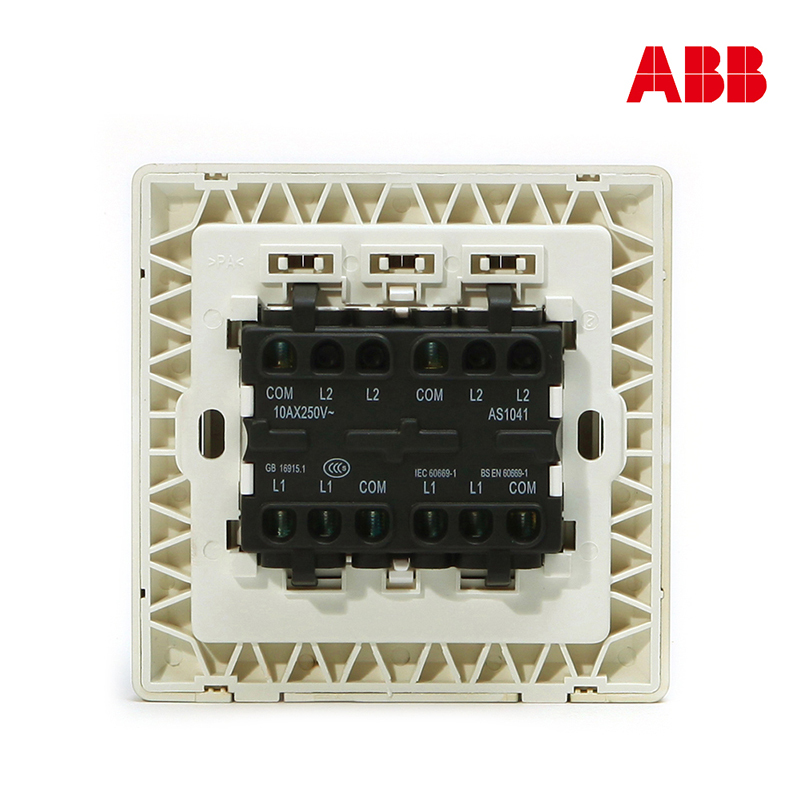 ABB开关面板86型墙壁开关德逸珍珠金色面板四开单控开关AE104-PG