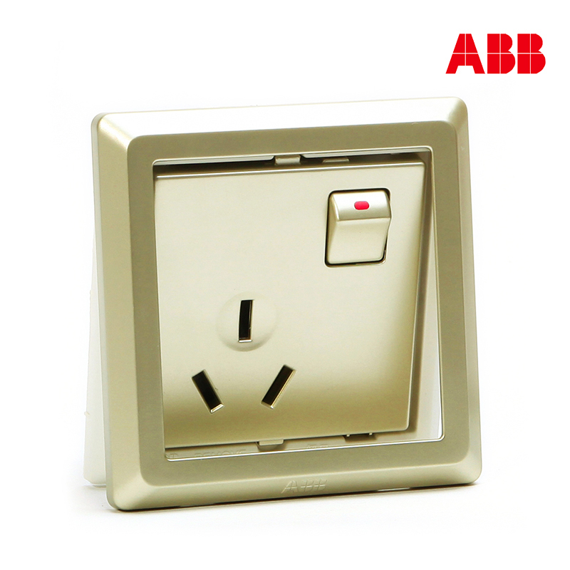 ABB开关插座 德逸珍珠金 16A一开三孔带开关空调插座AE228-PG