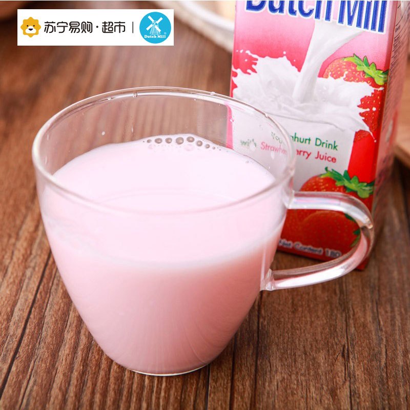 泰国进口达美（Dutch Mill）草莓味酸奶饮品180ml*12盒 礼盒装