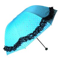 天堂伞 33022E月光公主银色月光布三折超轻晴雨伞 孔雀蓝