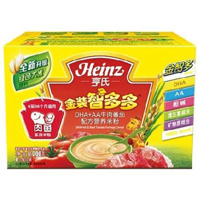 亨氏Heinz金装DHA+AA牛肉番茄配方营养米粉200g