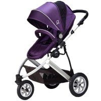 嘟丽D318B高景观充气轮三轮婴儿车 紫色