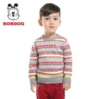 巴布豆(BOBDOG)秋冬上新 男童休闲花色条纹毛衣 时尚潮流童装