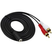 IT-CEO V085R DC3.5母头转2RCA音频延长线连接线 2米 黑色