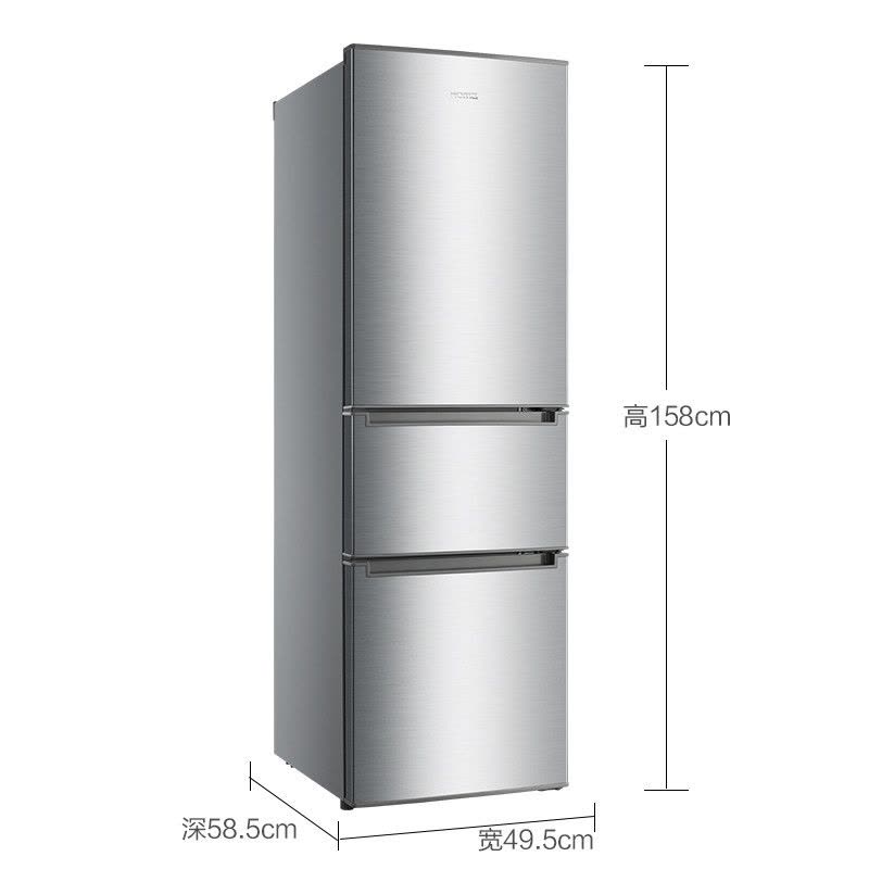 奥马（Homa) BCD-192DC 192升 三门冰箱 家用节能电冰箱 小型三开门 软冷冻 冷藏 银色图片