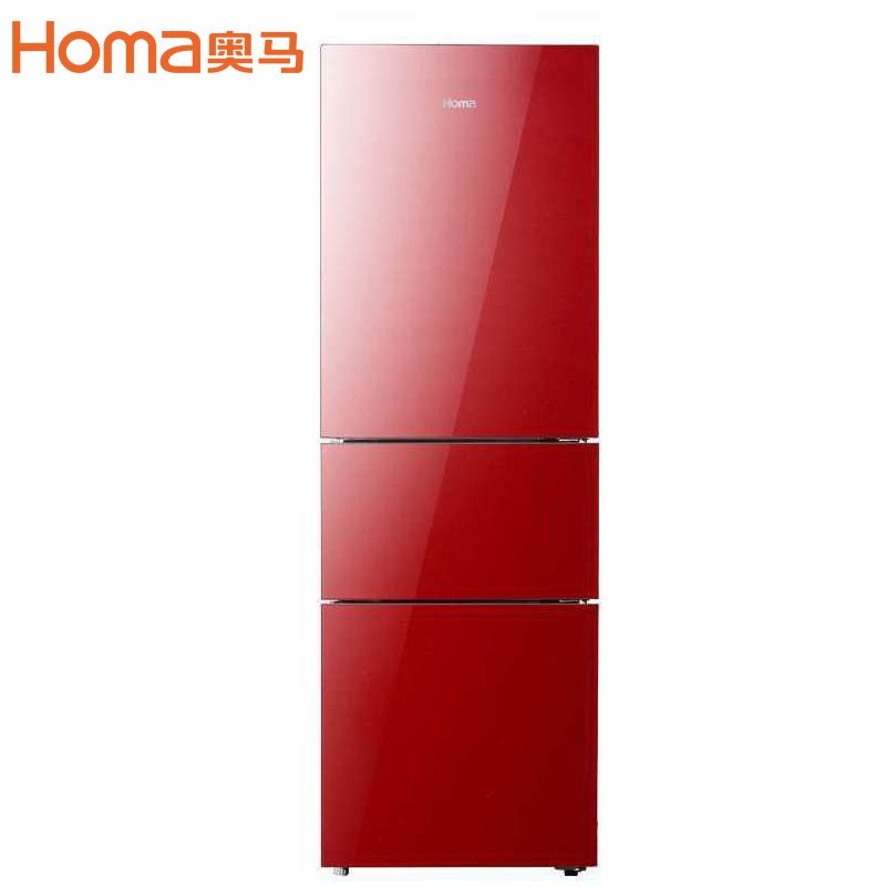奥马/Homa BCD-192UB 192升三门家用玻璃一级节能冷藏冷冻电冰箱(冰晶红)
