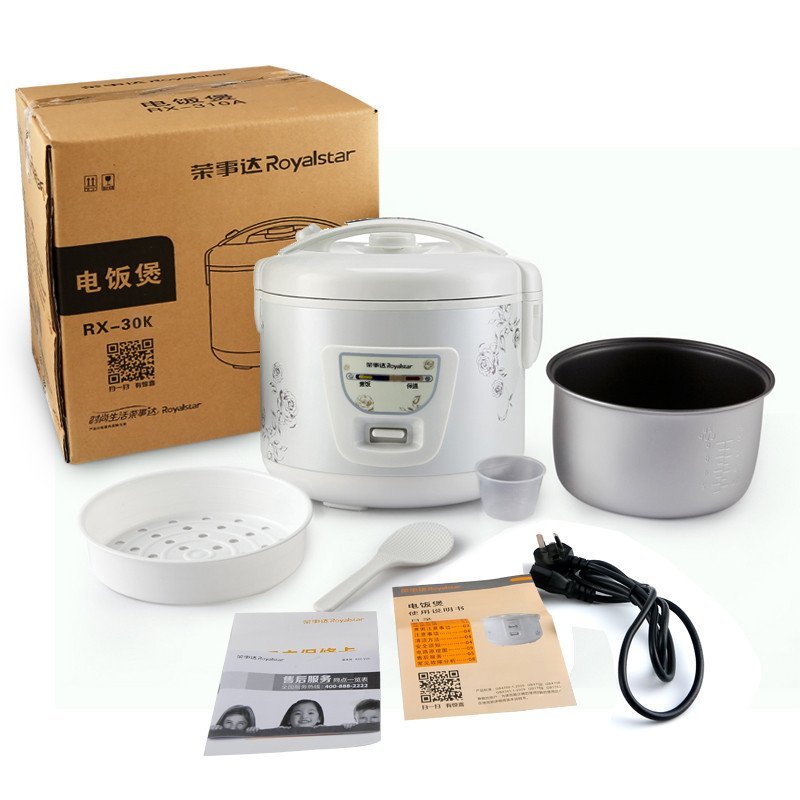 荣事达(Royalstar)电饭煲带蒸格不粘内胆3.0升新型黑晶内胆一键操作电饭电饭锅RX-30K