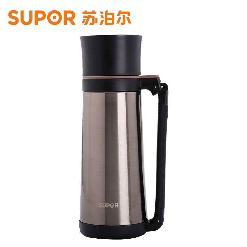 苏泊尔(SUPOR)旅行真空保温杯KC15AG1 多人杯盖大容量便携家庭野餐外出保温杯304不锈钢1.5L 儒雅黑