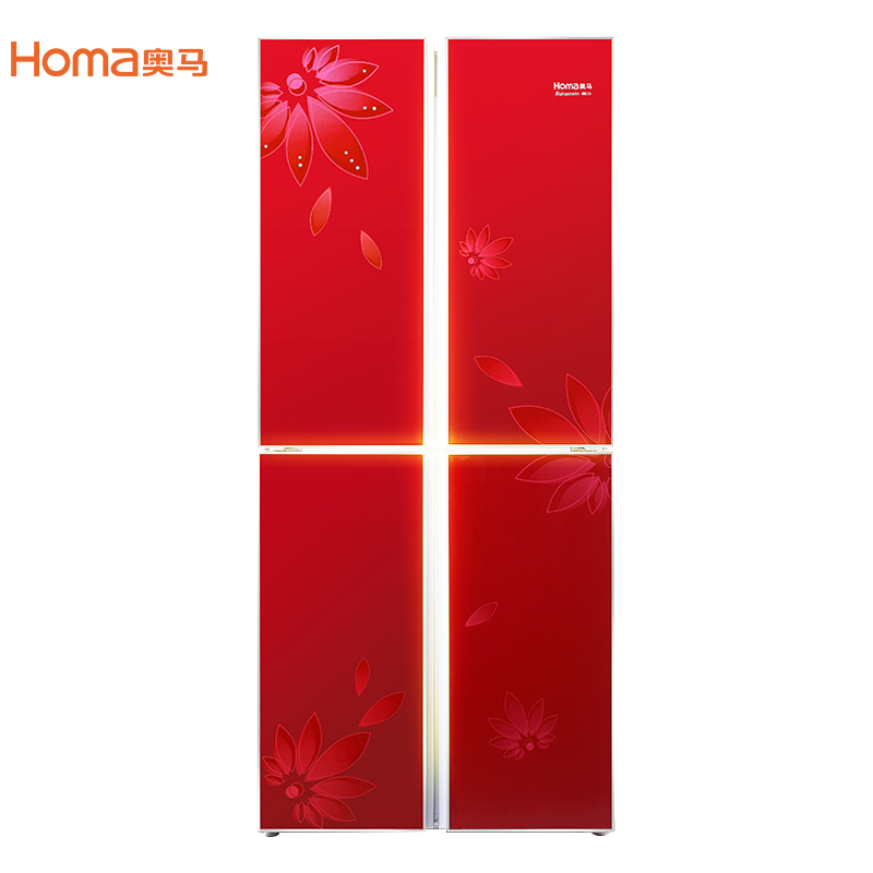 奥马/Homa BCD-388DV 388升 一级节能 家用 冷藏冷冻 十字多门 对开 多门电冰箱(靓雅红)