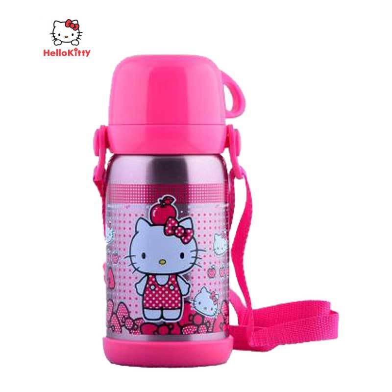 Hello Kitty 凯蒂猫 康乐学生保温壶水壶 透明粉600ml