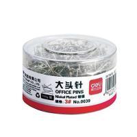 Deli/得力 0039镀镍大头针100g 塑料盒装别针 大头钉30mm