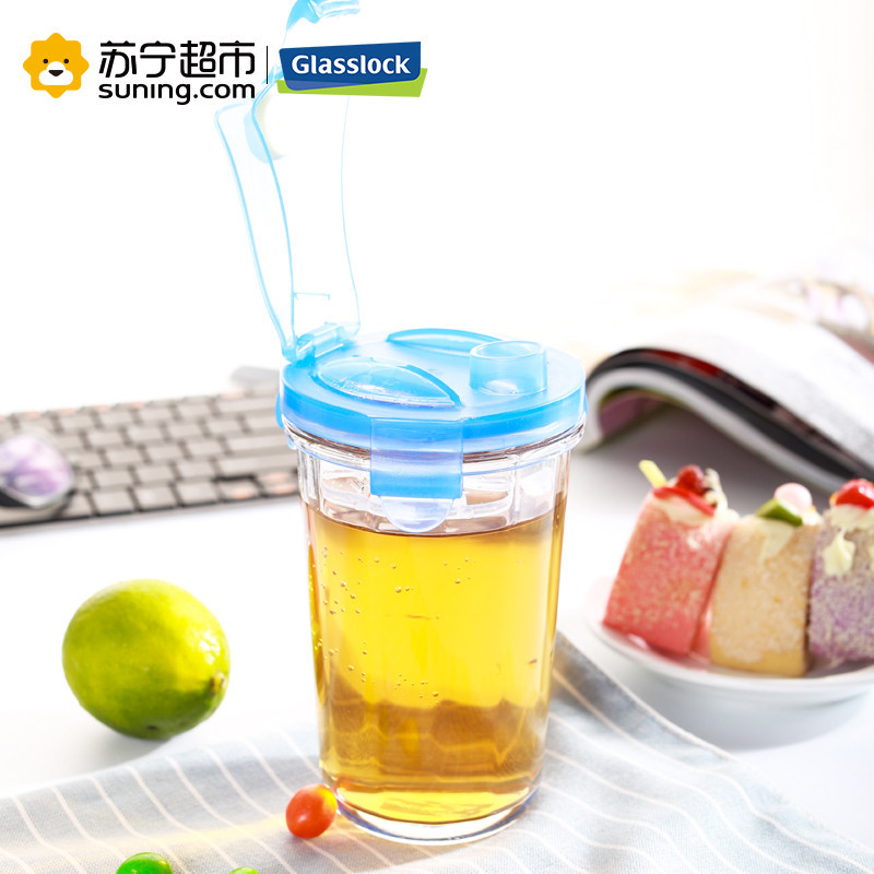 三光云彩(GLASSLOCK)水杯茶杯 韩国进口钢化耐热玻璃水杯 茶杯RC105 蓝色 500ml
