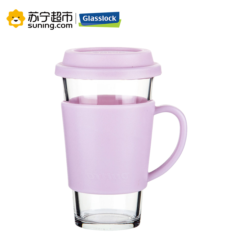三光云彩(GLASSLOCK) 钢化耐热玻璃水杯 茶杯 泡花茶杯紫色 RC106带把手 500ml