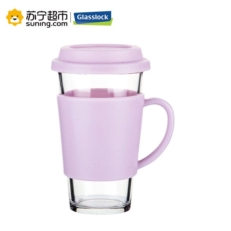 三光云彩(GLASSLOCK) 钢化耐热玻璃水杯 茶杯 泡花茶杯紫色 RC106带把手 500ml图片