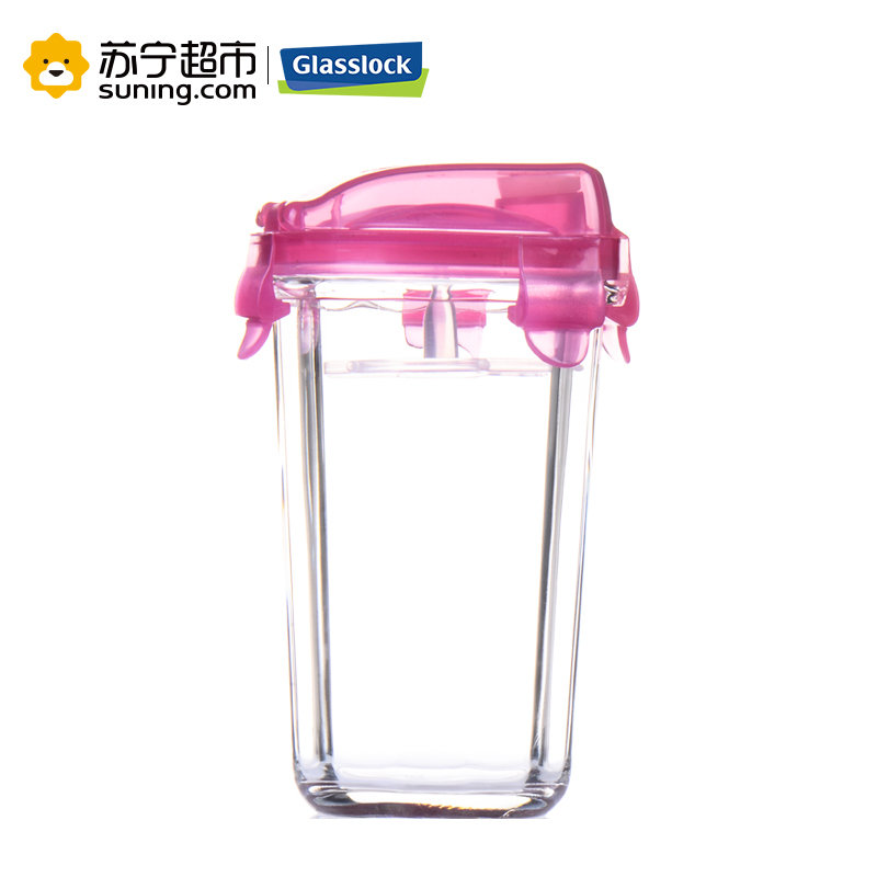 [苏宁超市]便携式水杯GLASSLOCK三光云彩 钢化耐热玻璃水杯茶杯 果汁牛奶杯 加隔热套红色RC105 500ml